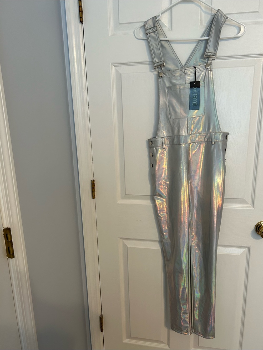 NWT Club Exx Holographic Silver Women’s Overalls